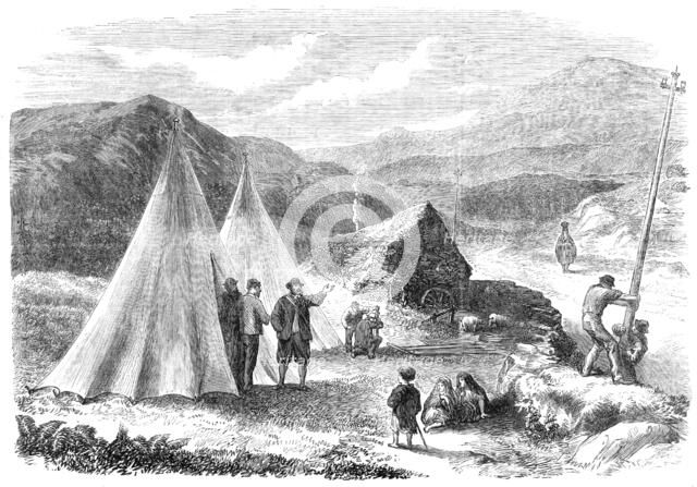 Laying of the Atlantic Telegraph Cable:...workmen on the road between Killarney and Valencia, 1865 Creator: Unknown.