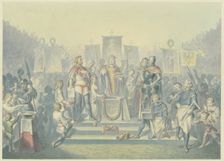 Laying of the foundation stone of a church. Creator: Ferdinand Fellner