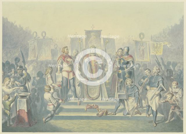 Laying of the foundation stone of a church. Creator: Ferdinand Fellner.