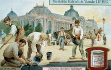 Laying bitumen road surface in a Paris street, c1900. Creator: Unknown