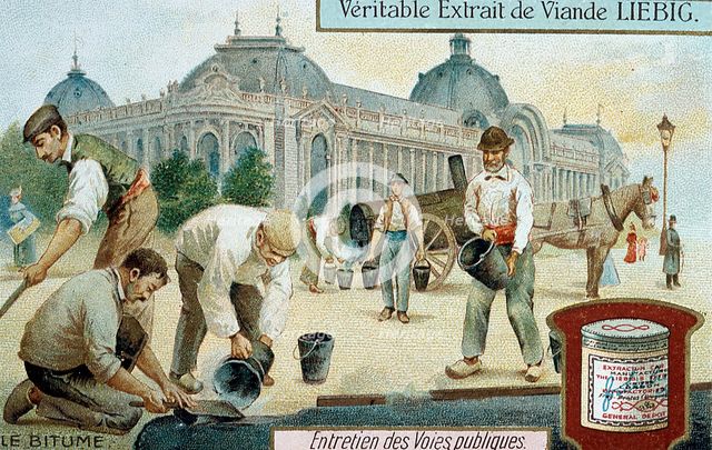 Laying bitumen road surface in a Paris street, c1900. Creator: Unknown.