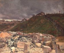 Laying cobblestones in Montmartre (landscape with a cart), 1889. Creator: Maximilien Luce