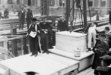 Laying cornor [i.e., corner] stone, Columbia. Pres. Butler & Dean Wheeler, 1911. Creator: Bain News Service