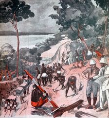 Laying railway track under the Equatorial sun, Brazzaville, Congo, 1924