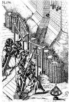 Laying siege canon on target, from Le diverse et artificiose machine 1620
