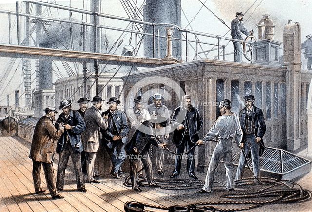 Laying the transatlantic telegraph cable, 1865. Creator: Unknown.