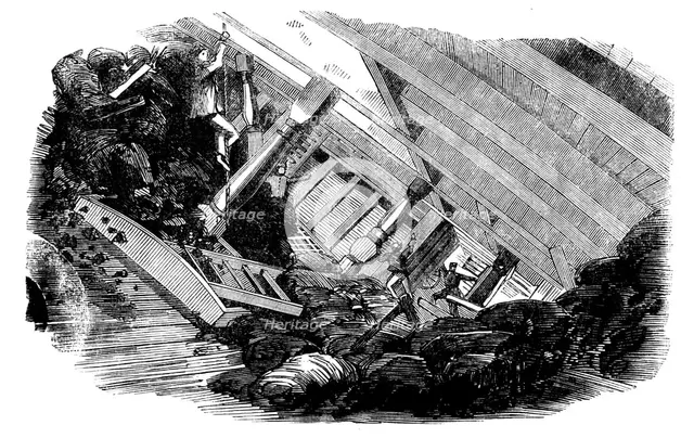 Laying the Atlantic Telegraph Cable - Breaking Adrift of the Coal on Board the "Agamemnon", 1858. Creator: Unknown.