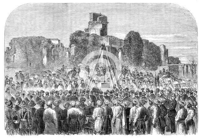 Laying the first stone of the Lucknow Memorial, 1864. Creator: Unknown.