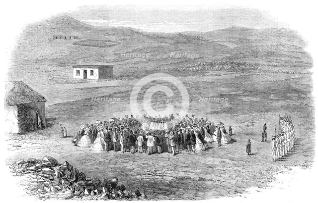 Laying the foundation-stone of an English church, Philippolis, Orange Free State, South Africa, 1864 Creator: Unknown.