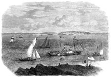 Laying the foundation-stone of Brean Down Breakwater, Weston-Super-Mare, 1864. Creator: Unknown