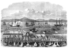 Laying the foundation-stone of the Albert Harbour, Greenock, 1862. Creator: Unknown