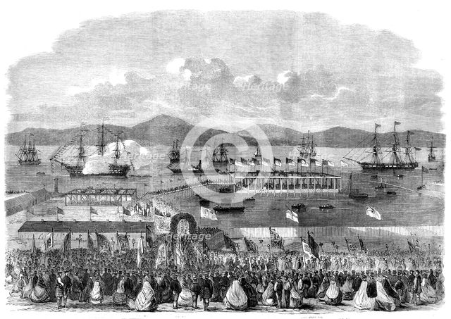 Laying the foundation-stone of the Albert Harbour, Greenock, 1862. Creator: Unknown.