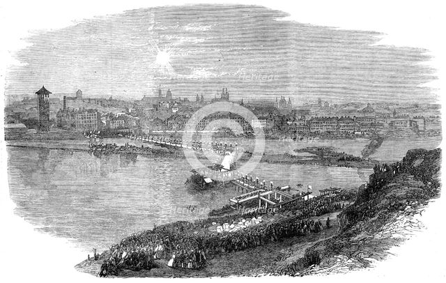 Laying the Foundation-Stone of the new bridge at Prague, 1865. Creator: Unknown.