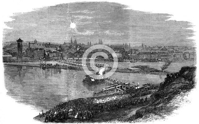 Laying the foundation stone of the new bridge at Prague, Czech Republic, 1865. Artist: Unknown