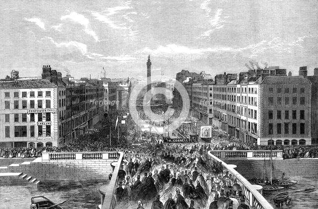 Laying the foundation-stone of the O'Connell Monument in Sackville-street, Dublin, 1864. Creator: Unknown.