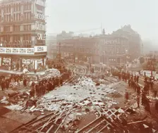 Laying tramlines at the junction of Whitechapel High Street and Commercial Road, London, 1907