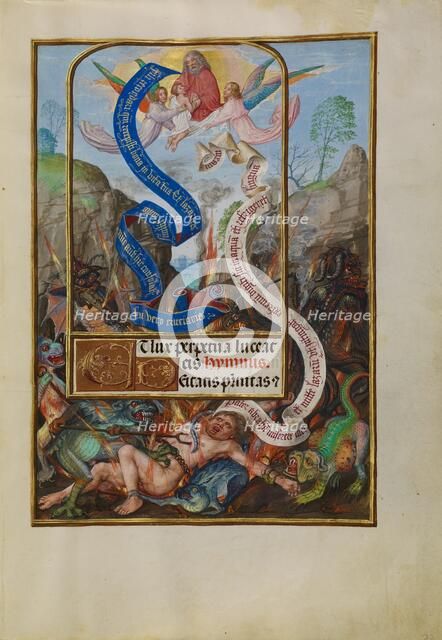 Lazarus's Soul Carried to Abraham; Spinola Hours, about 1510-1520. Creator: Master of James IV of Scotland.
