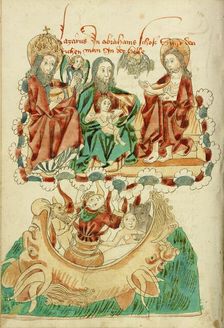 Lazarus in the Bosom of Abraham, The Rich Man in Hell; Barlaam und Josaphat, 1469. Creators: Hans Schilling, Diebolt Lauber