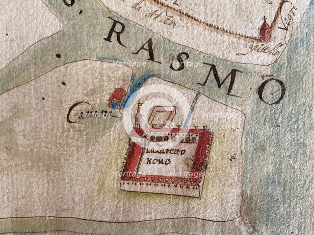 Lazzaretto Nuovo on a map of 17th century. Creator: Historical Document.