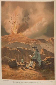 Lazzaro Spallanzani observing the eruption of Etna. From: La ciencia y sus hombres, 1879. Creator: Armet Portanell, José (1843-1911)