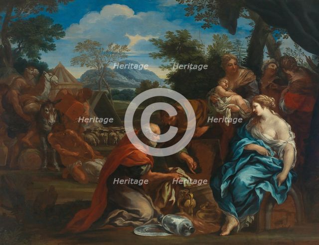 Laban searches for the images of gods, hidden by Rahel, 1670s. Creator: Ferri, Ciro (1634-1689).
