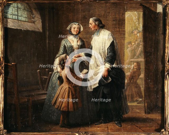 L'Abbé de Catéchisme recevant un enfant amené par sa sœur, c1750. Creator: Pierre Louis Dumesnil.