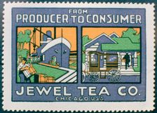 Label advertising the Jewel Tea Co of Chicago, USA