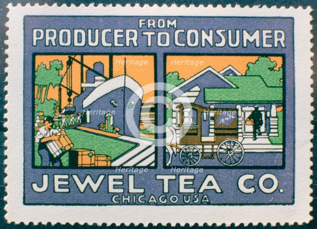 Label advertising the Jewel Tea Co of Chicago, USA. Artist: Unknown
