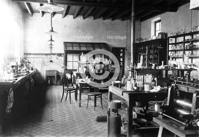 Laboratorium of Alfred Nobel at his Villa in Sanremo, 1890s. Artist: Anonymous  