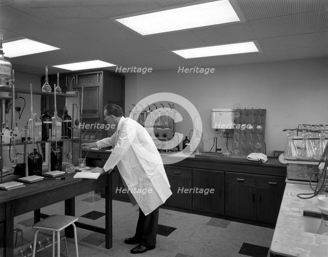 Laboratory facility at Spillers Animal Foods, Gainsborough, Lincolnshire, 1960.  Creator: Michael Walters.