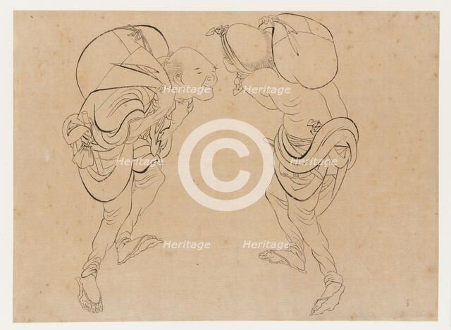 Laborers, late 18th-early 19th century. Creator: Hokusai.