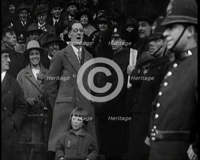 Labour Party Candidate Mr Fenner Brockway Standing on The Steps of Caxton Hall Making a..., 1924. Creator: British Pathe Ltd.