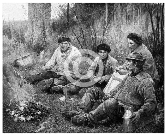 Labourers after dinner, 1895.Artist: JM Johnstone