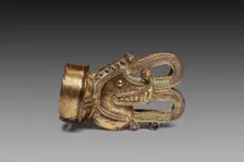 Labret in the Form of a Saurian Head with Bifurcated Volute Emerging from Mouth, A.D. 1000/1500. Creator: Unknown