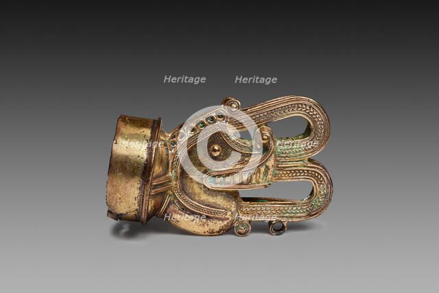 Labret in the Form of a Saurian Head with Bifurcated Volute Emerging from Mouth, A.D. 1000/1500. Creator: Unknown.