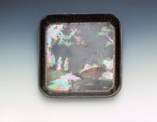 Lac Burgaute dish with abalone mother-of-pearl, China, late 17th century