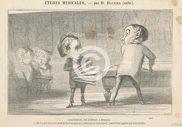 L'accordéon, dit soufflet a musique, 19th century. Creator: Honore Daumier.