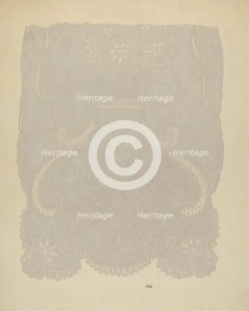 Lace Wedding Veil (Section of), c. 1938. Creator: Joseph L. Boyd.