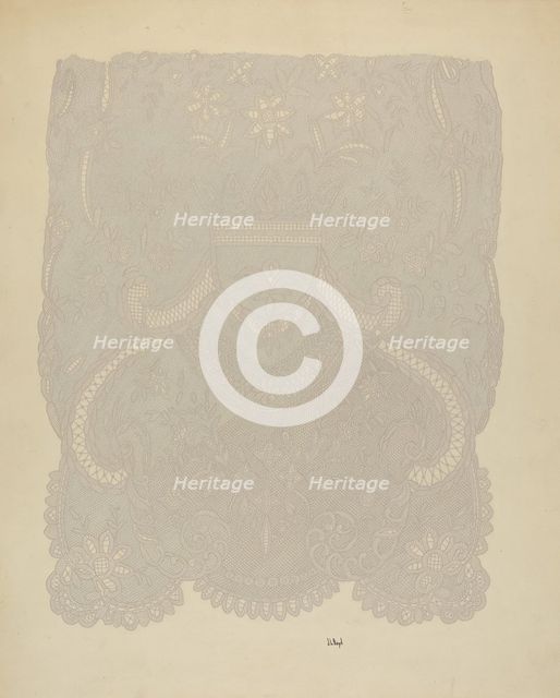 Lace Wedding Veil (Section of), c. 1938. Creator: Joseph L. Boyd.