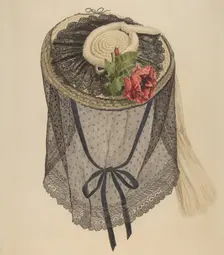 Lace and Straw Bonnet, c. 1940. Creator: Henry De Wolfe