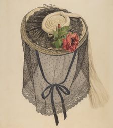 Lace and Straw Bonnet, c. 1940. Creator: Henry De Wolfe