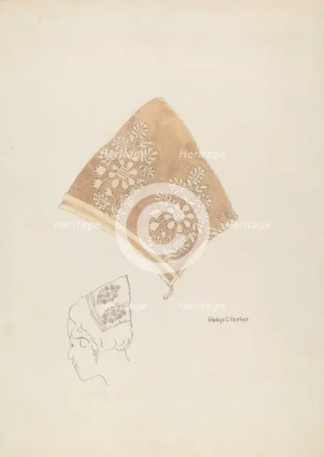 Lace Cap, c. 1937. Creator: Gladys C. Parker.