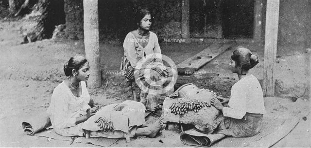 'Lace Makers. - Ceylon Lace is entirely hand made', c1890, (1910). Artist: Alfred William Amandus Plate.