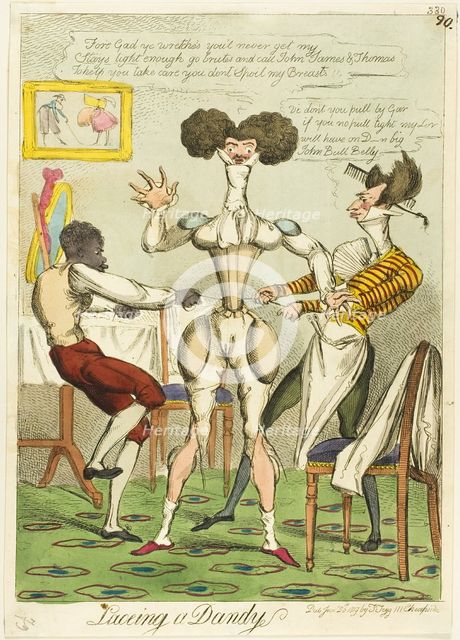 Laceing a Dandy, published January 26, 1819. Creator: Unknown.