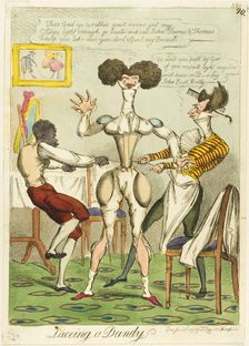 Laceing a Dandy, published January 26, 1819. Creator: Unknown