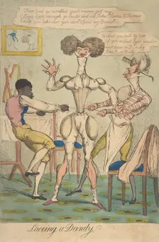 Laceing [sic] a Dandy, January 26, 1819., January 26, 1819. Creator: Anon