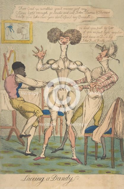 Laceing [sic] a Dandy, January 26, 1819., January 26, 1819. Creator: Anon.