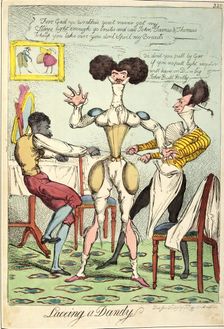 Lacing a Dandy 1819. Creator: Unknown