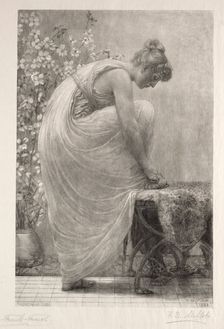 Lacing the Sandal, 1886. Creator: Frank French (American, 1850-1933)