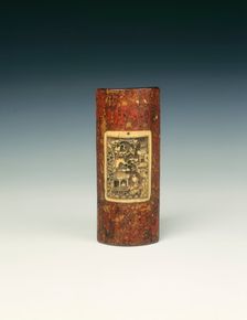 Lacquer wrist rest with rectangular ivory insert, Qing dynasty, China, 17th century